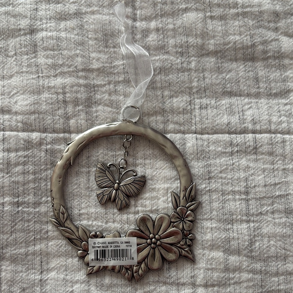 Floral and Butterfly Hanging Ornament - Picture 2 of 2